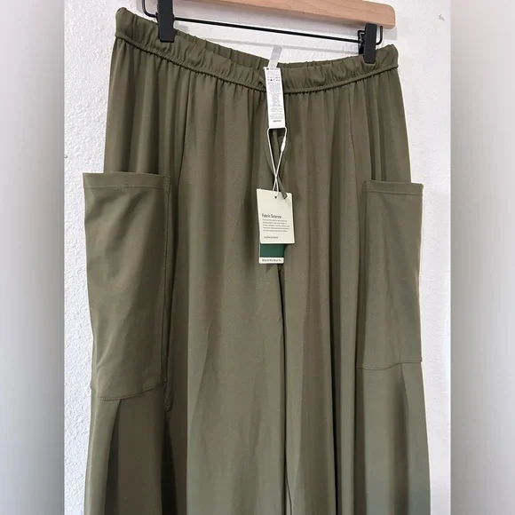 Mid Rise Elastic Waistband Drawstring Pocket Palazzo Flowy Wide Leg M - Picture 5 of 5